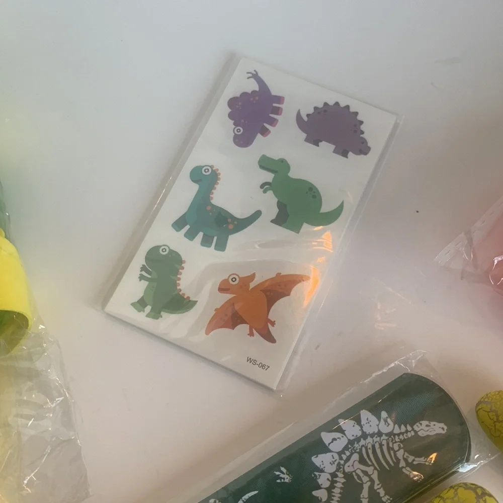 Dinosaur Party Supplies Set Masks Snap Bracelets Stamps Key Chains Tattoos Boxes
